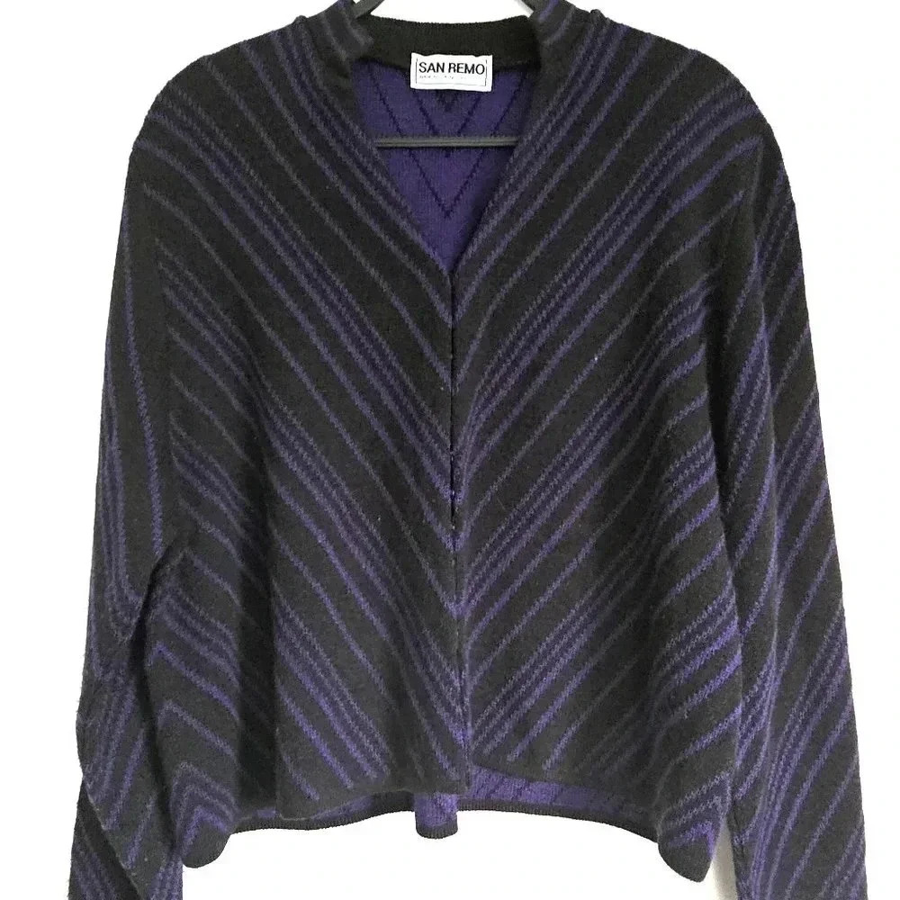 San Remo‎ Striped Cardigan Sweater Med